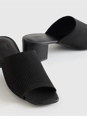 Quince Italian Leather & Eco Knit Heeled Mule 7